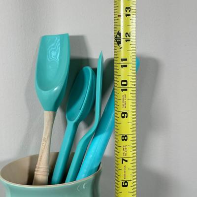 LOT 1K: Le Creuset Stoneware Butter Dish, Utensils & More