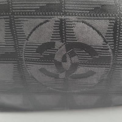 CHANEL Black Nylon Travel Line Signature Tote