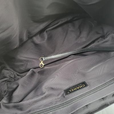 CHANEL Black Nylon Travel Line Signature Tote