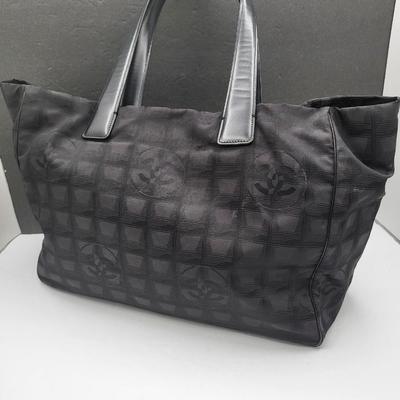 CHANEL Black Nylon Travel Line Signature Tote