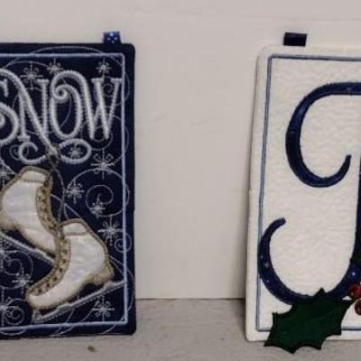 Set of 6 Holiday Embroidery Decor with frame