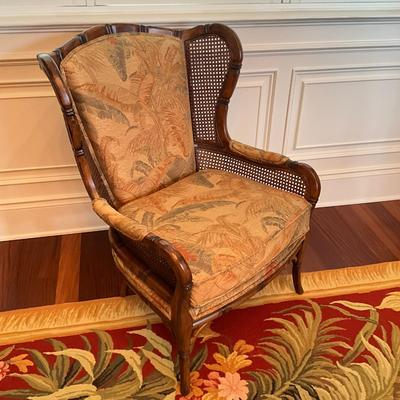 702 Craftmaster Rattan/Wood Wingback Chair