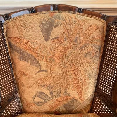 702 Craftmaster Rattan/Wood Wingback Chair