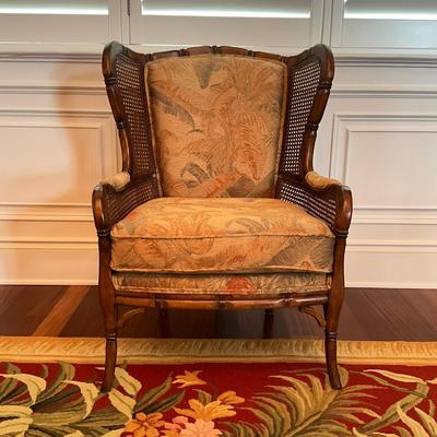 702 Craftmaster Rattan/Wood Wingback Chair