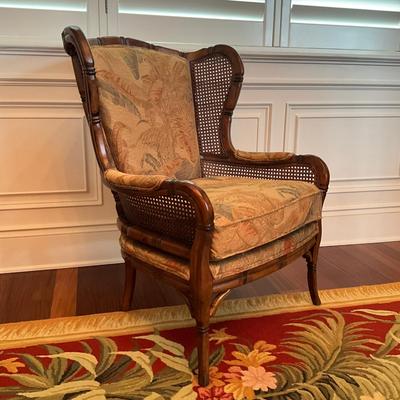 702 Craftmaster Rattan/Wood Wingback Chair