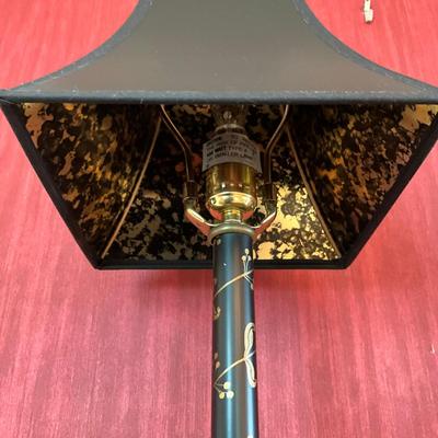 703 Pair of Black & Gold Painted Candle Stick Lamps
