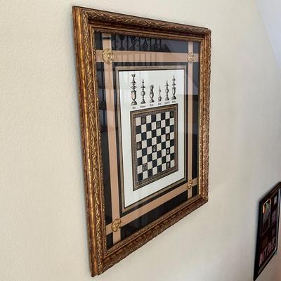 786 Large Vintage Chessboard Framed Print