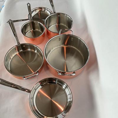 788 New 10pc Set of CUISINART Triply Copper Cookware Set