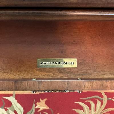 705 Maitland-Smith George III Style Gilt Mounts Mahogany Serving Cart w/ Tray