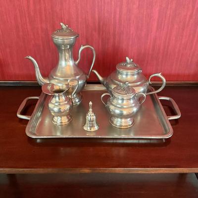 708 Pewter Coffee/Tea Set With Tray