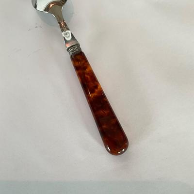 800 59pc. Set of French Jean Dubost Coutelier Faux Tortoise Shell Flatware