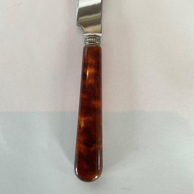 800 59pc. Set of French Jean Dubost Coutelier Faux Tortoise Shell Flatware