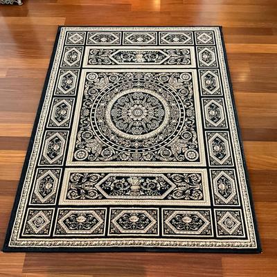 713 Rococo Taupe & Black Machine Made Rug