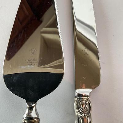 802 Sterling Handle Knife and Cake Server with Stainless ladle and forks
