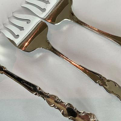 802 Sterling Handle Knife and Cake Server with Stainless ladle and forks