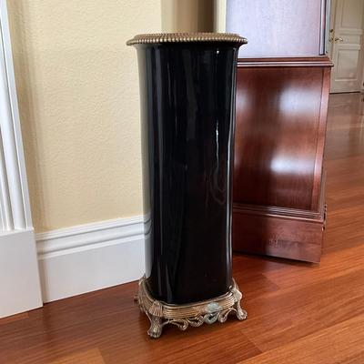 714 Black Brass & Ceramic Umbrella Stand