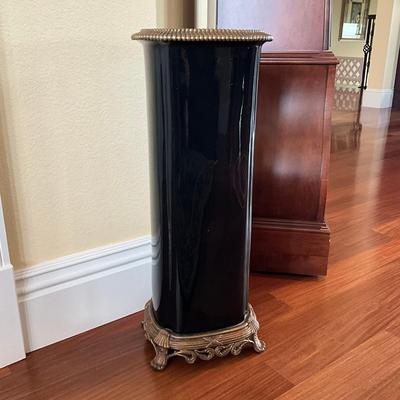 714 Black Brass & Ceramic Umbrella Stand