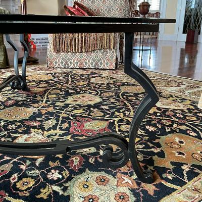 715 Tinted Glasstop Beveled Coffee Table With Metal Black Base