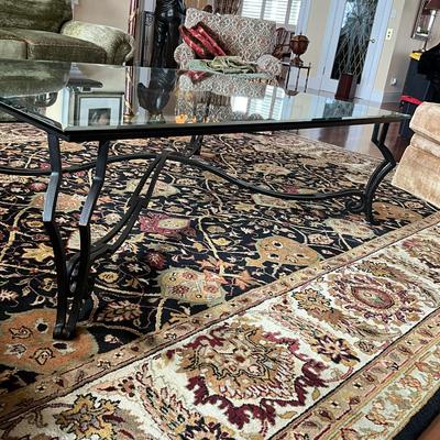 715 Tinted Glasstop Beveled Coffee Table With Metal Black Base