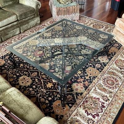 715 Tinted Glasstop Beveled Coffee Table With Metal Black Base