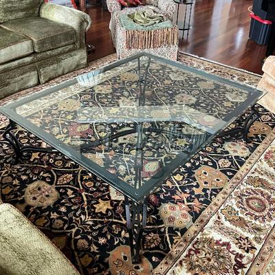 715 Tinted Glasstop Beveled Coffee Table With Metal Black Base