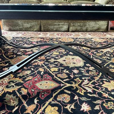 715 Tinted Glasstop Beveled Coffee Table With Metal Black Base
