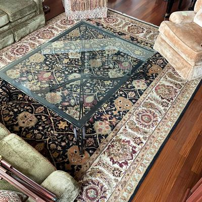 716 Large Black/Beige Oriental Wool Rug 9'10" x 13'9"