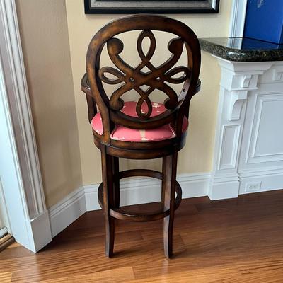 720 Pair of King Group Swivel Mahogany Bar Stools