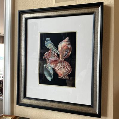 722 Decorative Shell Print In Silver Frame
