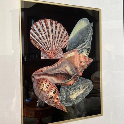 723 Decorative Shell Prints In Silver Frame