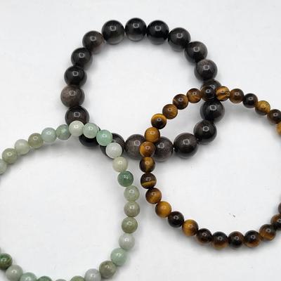 Various Semi-Precious Stone Bead Stretch Bracelets (9)