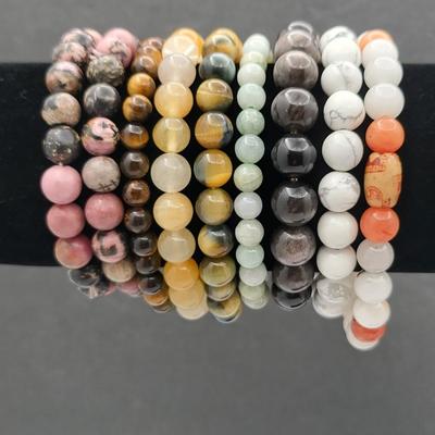 Various Semi-Precious Stone Bead Stretch Bracelets (9)