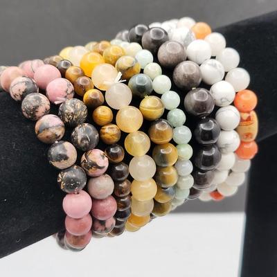 Various Semi-Precious Stone Bead Stretch Bracelets (9)