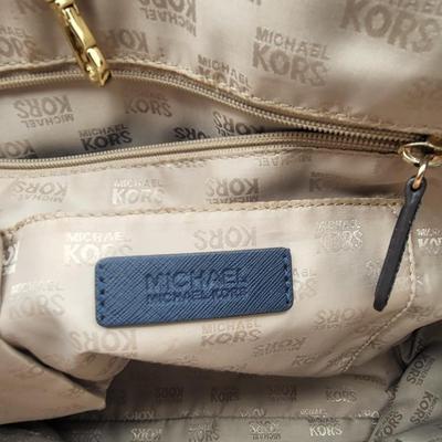 Navy Blue Michael Kors Saffiano Carryall Tote Bag