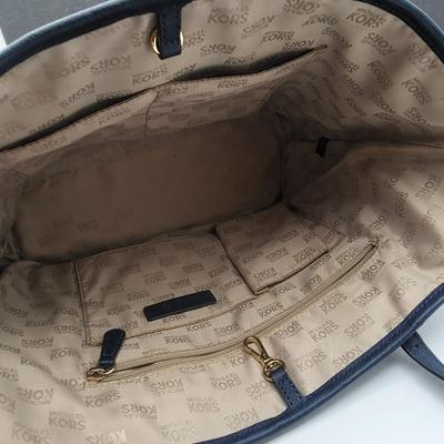 Navy Blue Michael Kors Saffiano Carryall Tote Bag