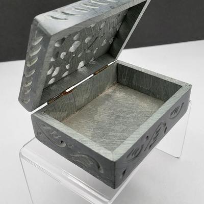 Grey Soapstone Carved Box