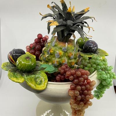 773 Hand Made Ceramic Italian Fruit Compote With Fig Design Handles