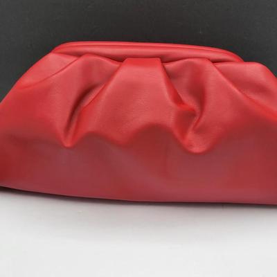 Badgley Mischka Red Vegan-Leather Puffy Handbag