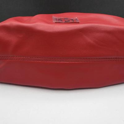 Badgley Mischka Red Vegan-Leather Puffy Handbag