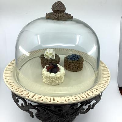 775 Domed Ceramic/Metal Cake Stand by Gracious Goods