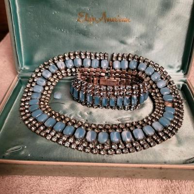 VINTAGE ELGIN AMERICAN NECKLACE AND BRACELET (1 LOOSE STONE. INCLUDED)