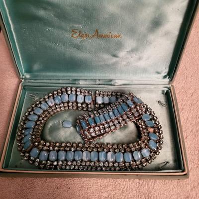 VINTAGE ELGIN AMERICAN NECKLACE AND BRACELET (1 LOOSE STONE. INCLUDED)