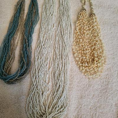3 MULTI STRAND BEADED NECKLACES