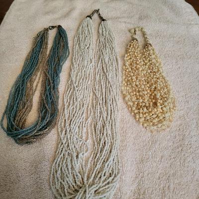 3 MULTI STRAND BEADED NECKLACES