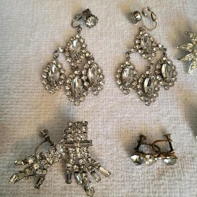 CLIP ON AND SCREW BACK RHINESTONE EARRINGS