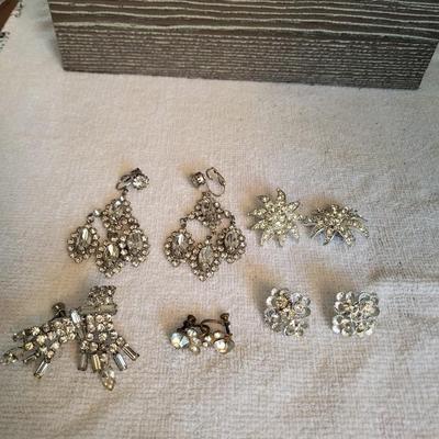 CLIP ON AND SCREW BACK RHINESTONE EARRINGS