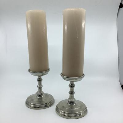 781 Pewter Italica Wine Bottle Holder, Pierre Deux Candle Sticks, and Arte Italica Salt & Pepper Shakers