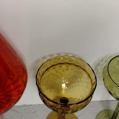 3 Vintage Empoli Goblet Vases