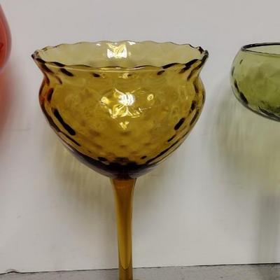 3 Vintage Empoli Goblet Vases