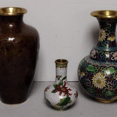 3 Cloisonne Vases